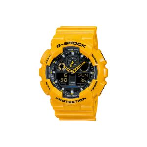 ساعت مچی برند کاسیو جی شاک مدل GA-100 - زرد مشکی