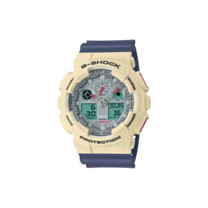 ساعت مچی برند کاسیو جی شاک مدل GA-100 - کرم عاجی سرمه‌ای